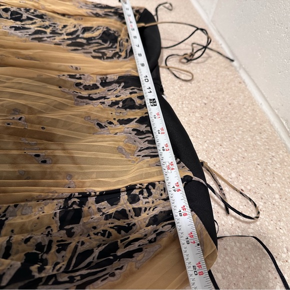 Halston Heritage Starburst Black & Gold Pleated Mini Dress Ajustable Straps L - Picture 15 of 17